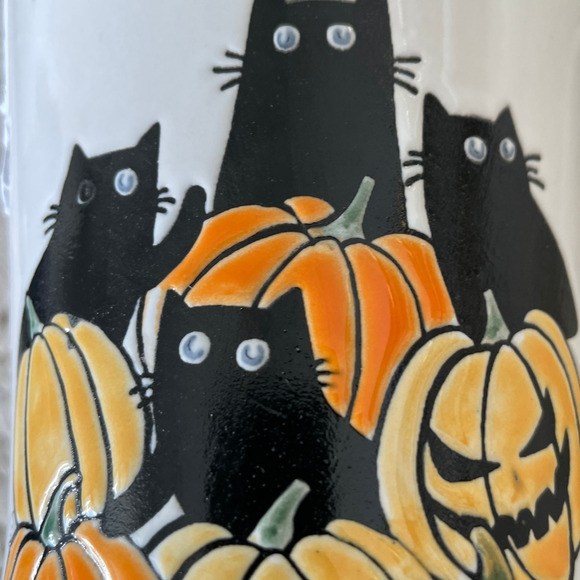 Spectrum Designz Black Cats Pumpkins YOU'RE CREEPING MEOWT! Halloween Mug NEW - Picture 7 of 13